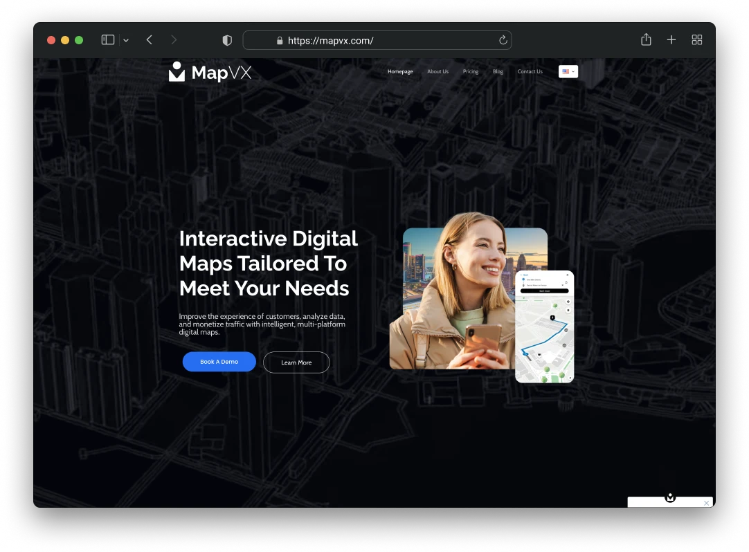 Screenshot of MapVX Website project