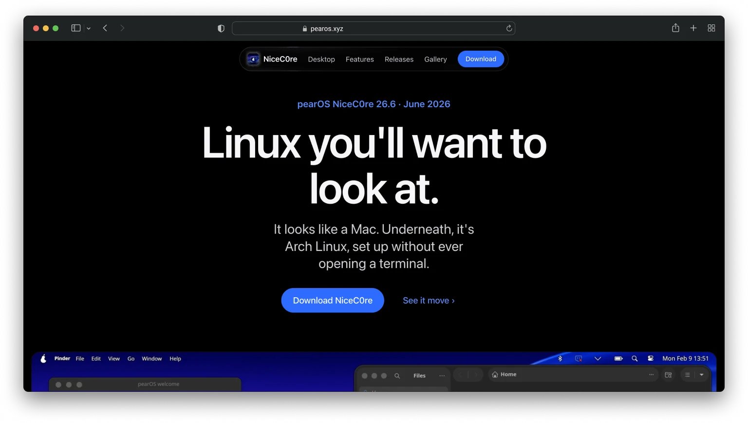 Screenshot of pearOS project